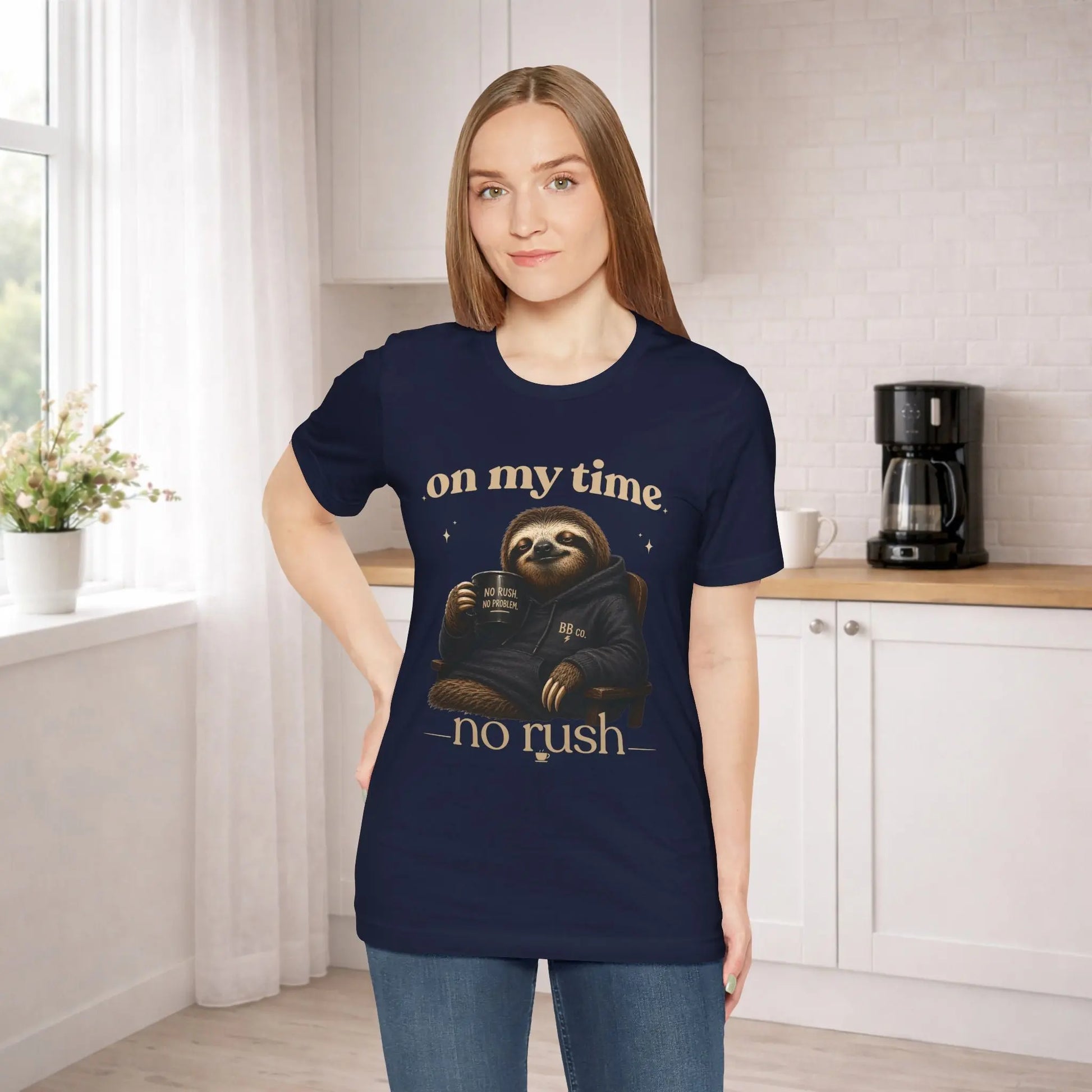 On My Time Sloth T‑Shirt Printify