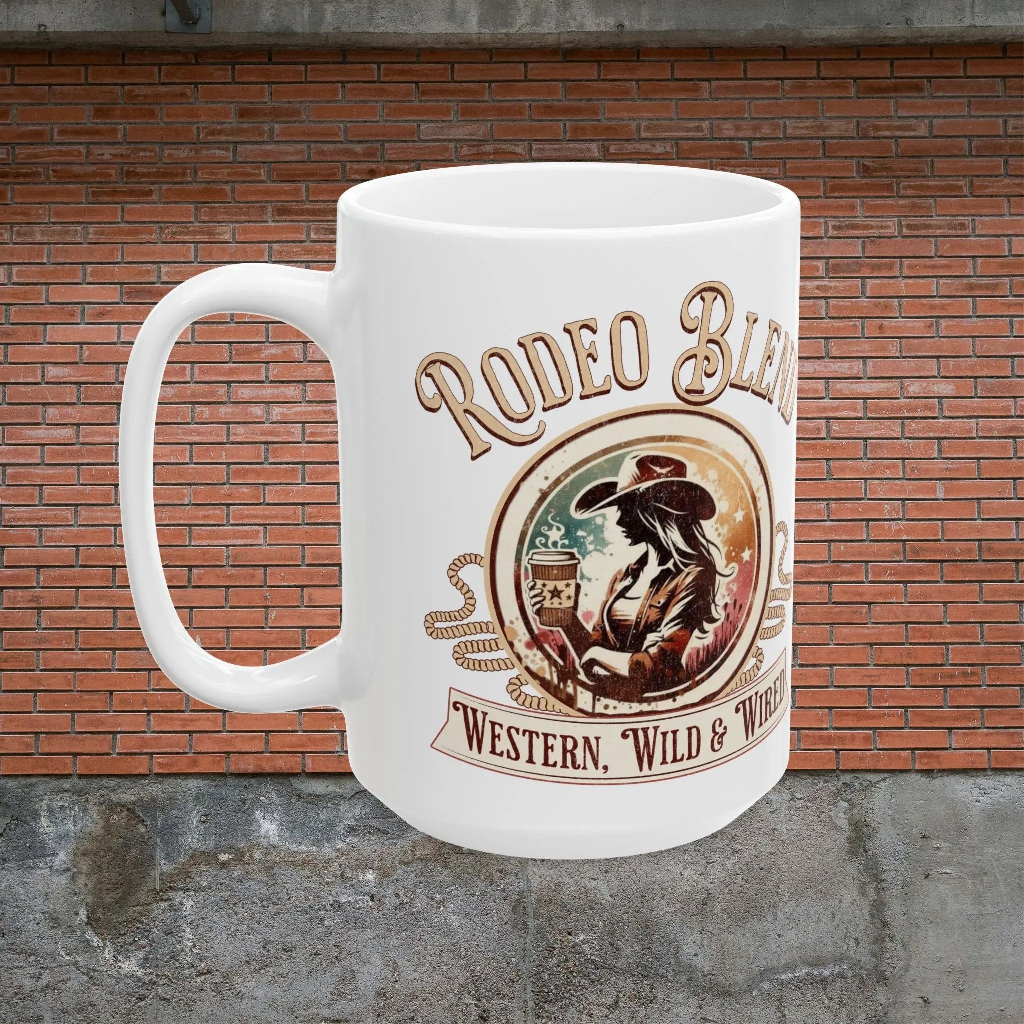 Rodeo Blend Mug – Western Wild & Wired 15oz Cup, Cowgirl Coffee Lover Gift, Rustic Country Style Mug for Women - Boldly Bitter Company