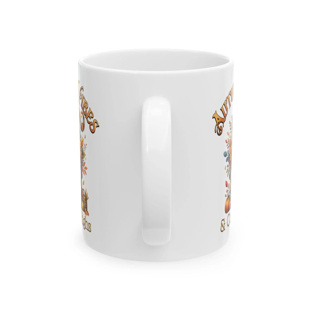 Autumn Vibes Ceramic Mug, Cozy Barn Decor, Fall Coffee Cup, Harvest Gift, Thanksgiving Mug, Warm Holiday Drinkware Printify
