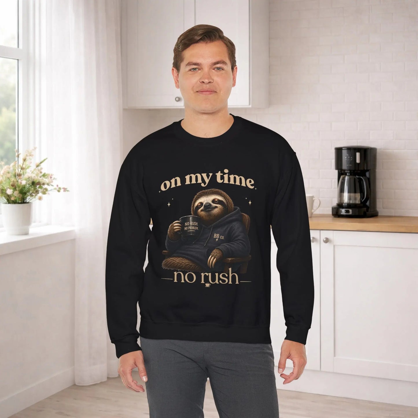 On My Time Sloth Sweatshirt Printify