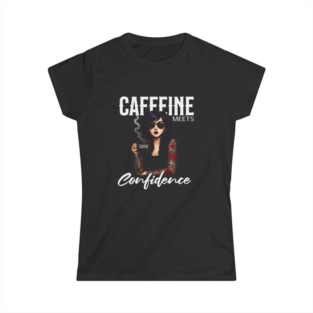 Caffeine and Confidence - T-Shirt Tattoo Woman Caffeine Confidence Design Printify