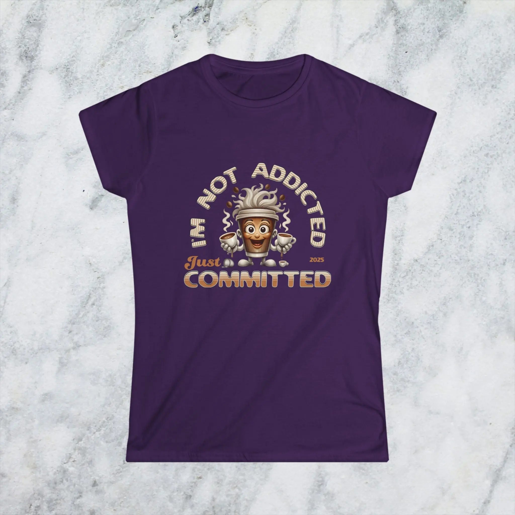 Not Addicted Just Committed Shirt – Funny Coffee Lover Tee, Caffeine Addict Humor T-Shirt, Barista Gift for Coffee Drinkers Printify