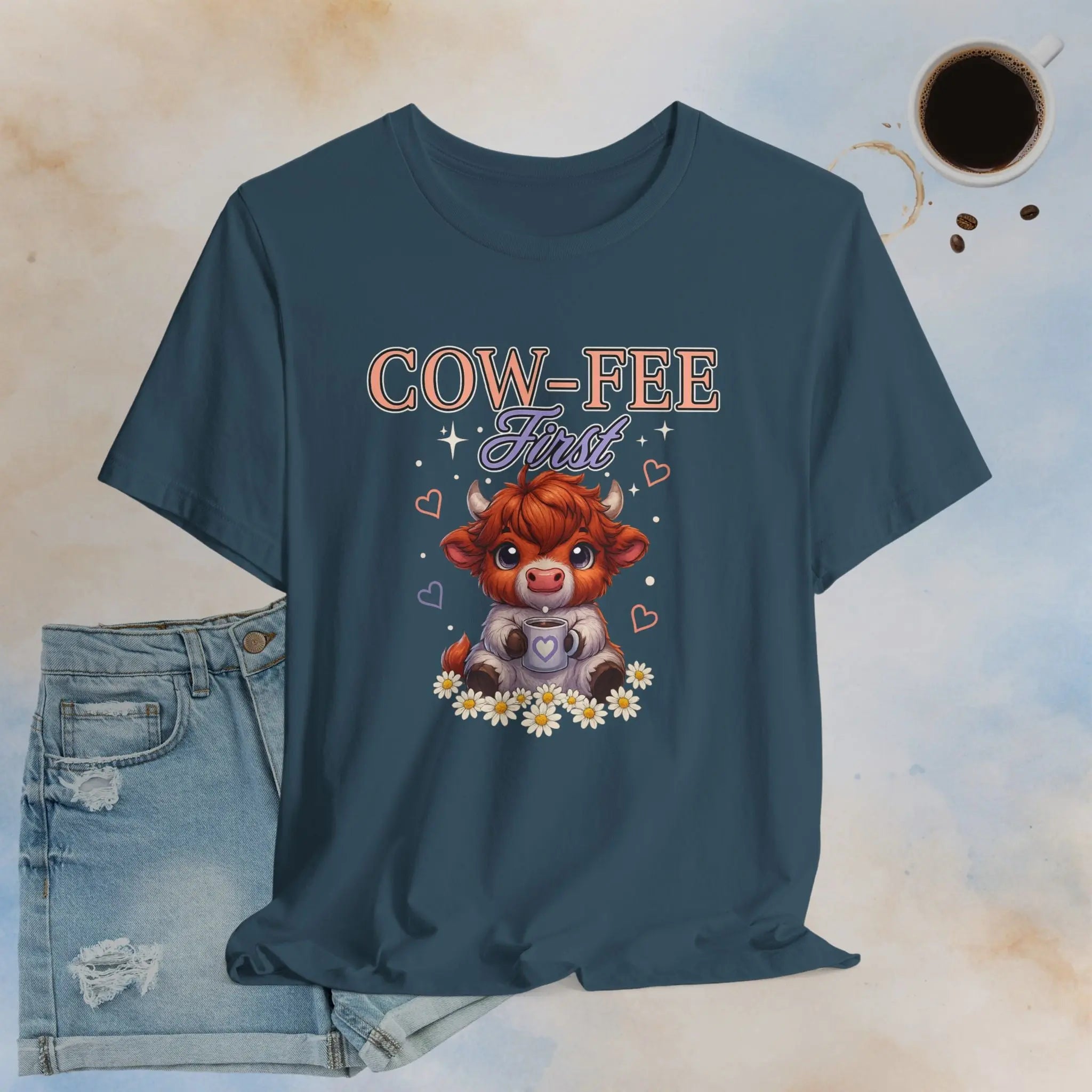 Cow-Fee First Tee Printify