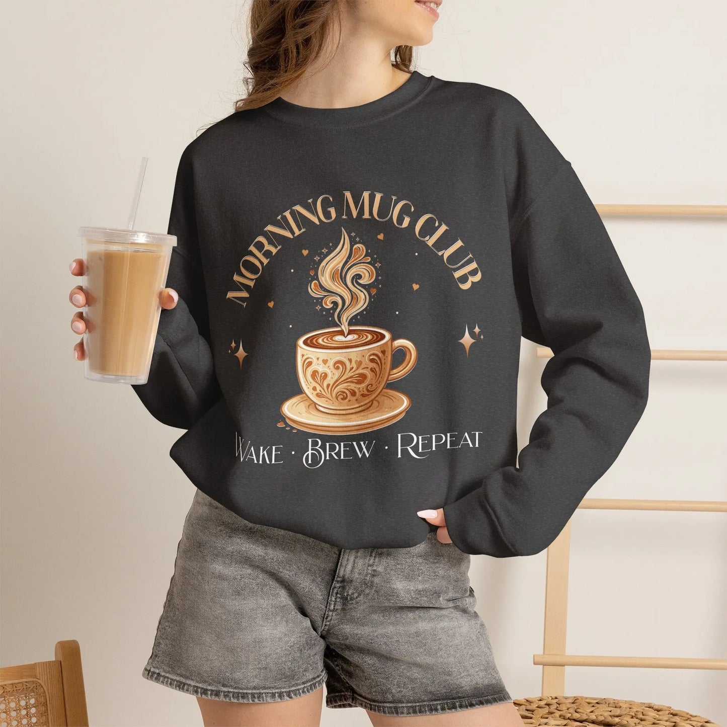 Morning Mug Club Sweatshirt - Wake, Brew, Repeat Printify