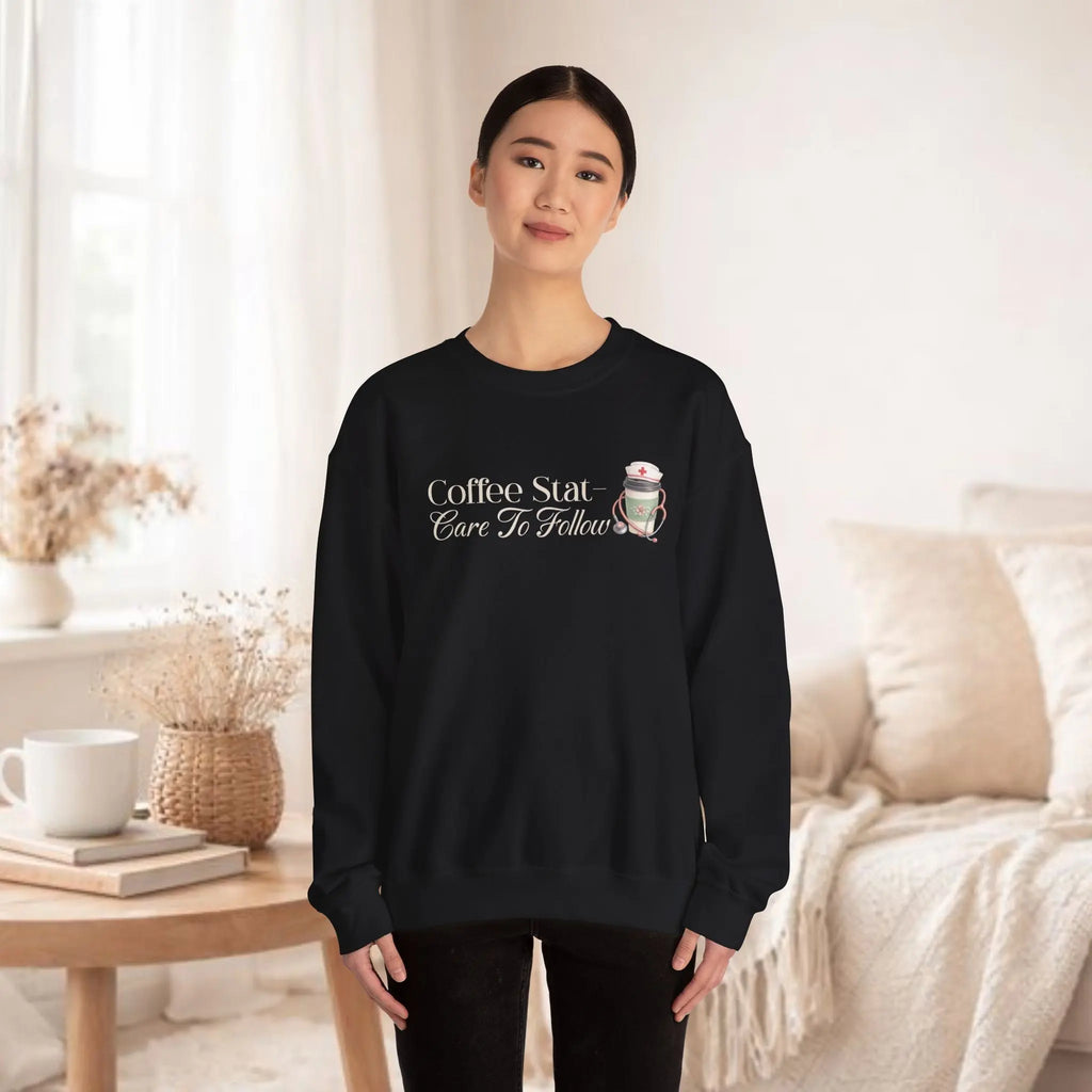 Coffee Stat Sweatshirt — "Care to Follow" Cozy Sweatshirt Printify