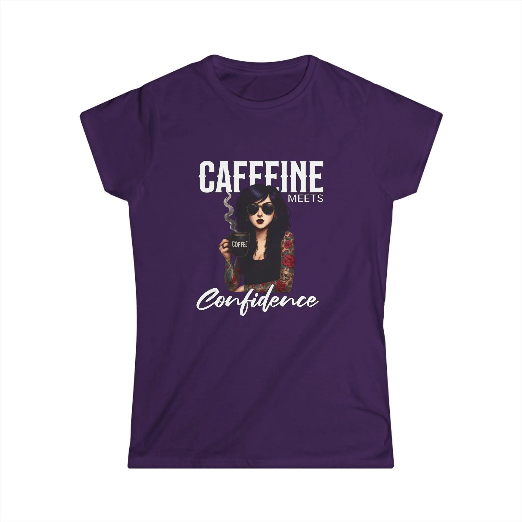 Caffeine and Confidence - T-Shirt Tattoo Woman Caffeine Confidence Design Printify