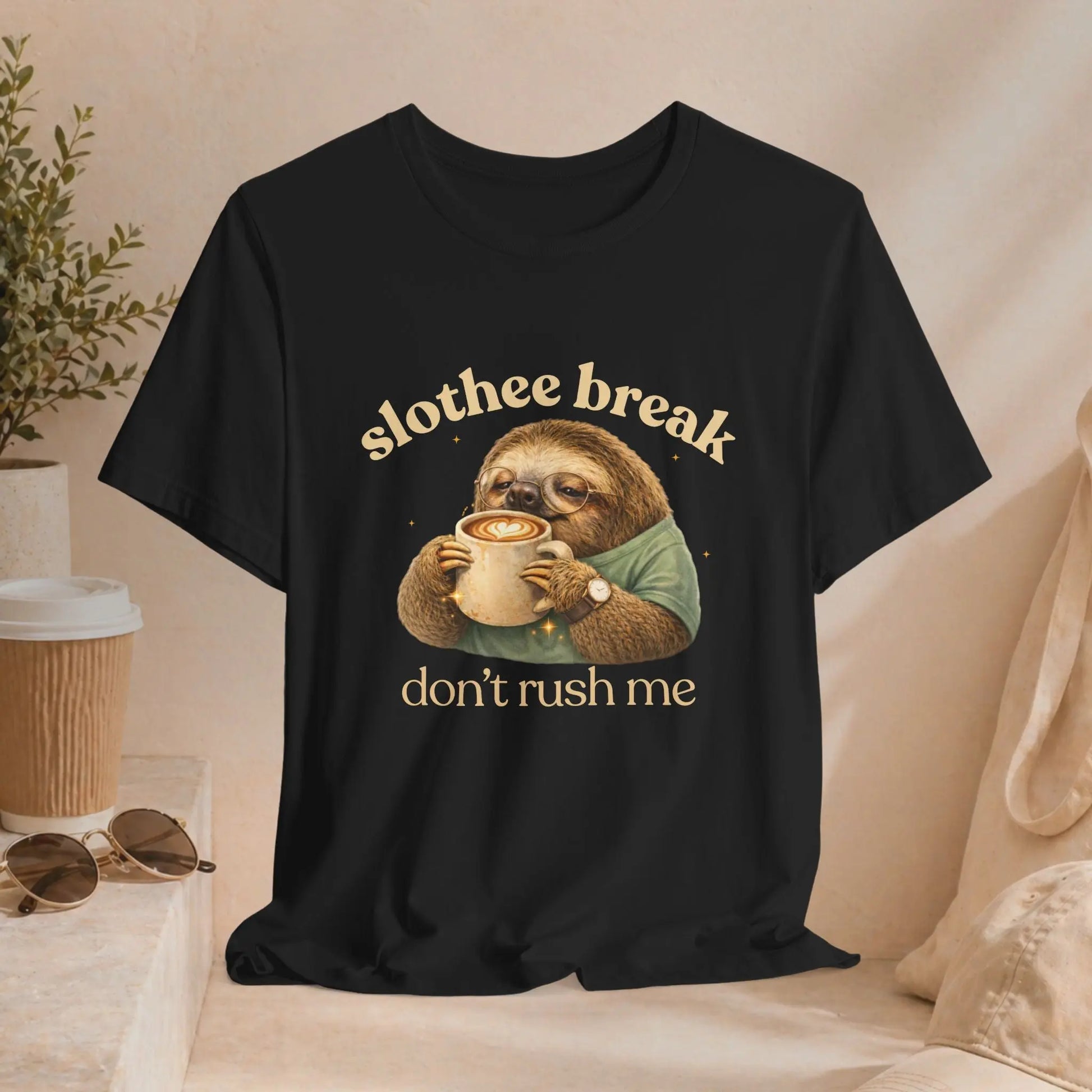 Slothee Break T‑Shirt – "Don't Rush Me" Cute Sloth Coffee Tee Printify