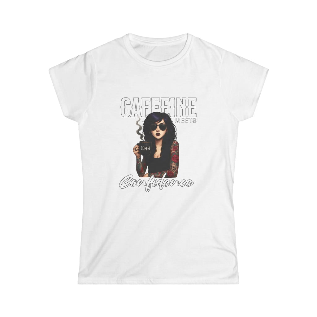 Caffeine and Confidence - T-Shirt Tattoo Woman Caffeine Confidence Design Printify