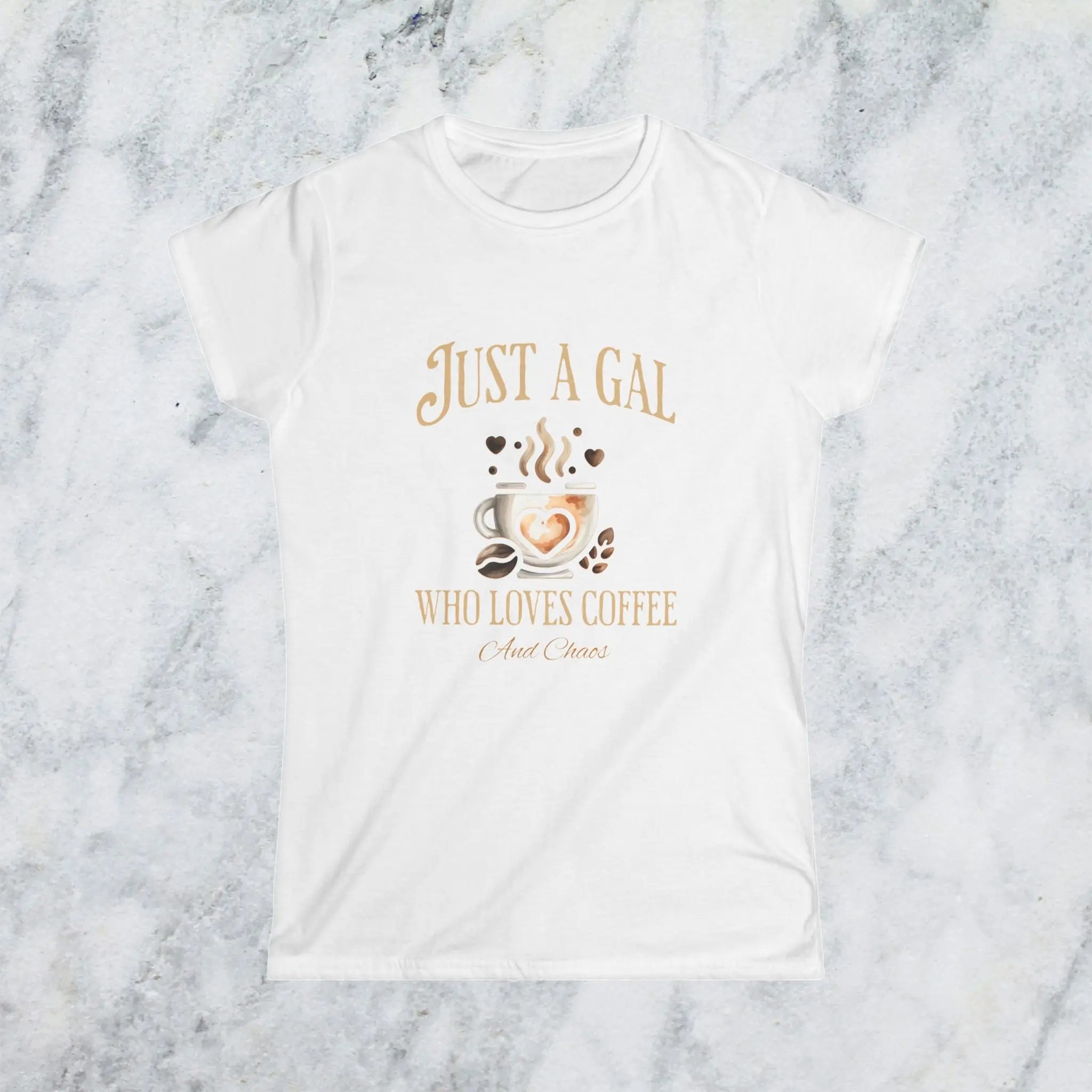 Just a Gal T-shirt - Who Loves Coffee - Boho Style Coffee Gal T-shirt Printify