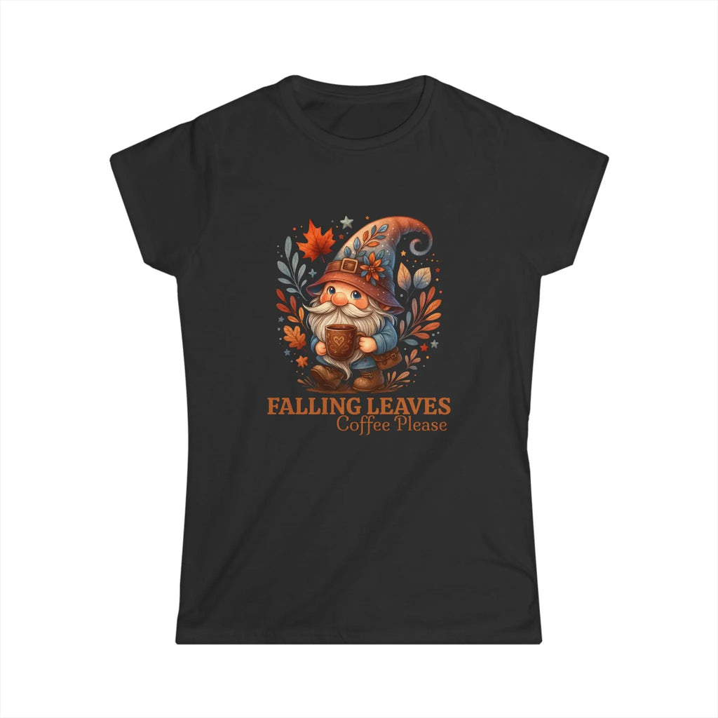 Falling Leaves Gnome T-Shirt | Cozy Autumn Tee, Seasonal Gift, Cute Fall Apparel, Halloween Top, Thanksgiving Outfit Printify