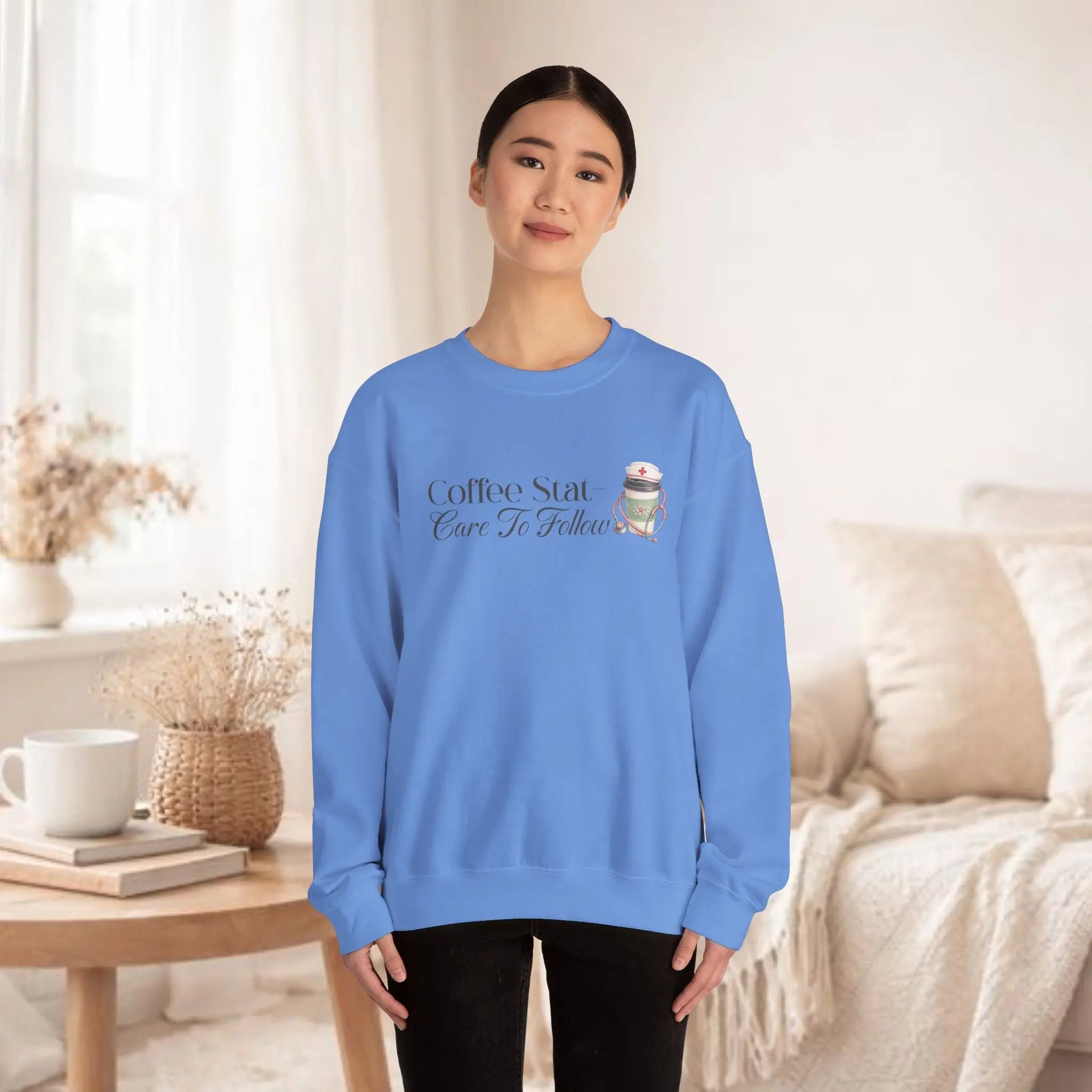Coffee Stat Sweatshirt — "Care to Follow" Cozy Sweatshirt Printify