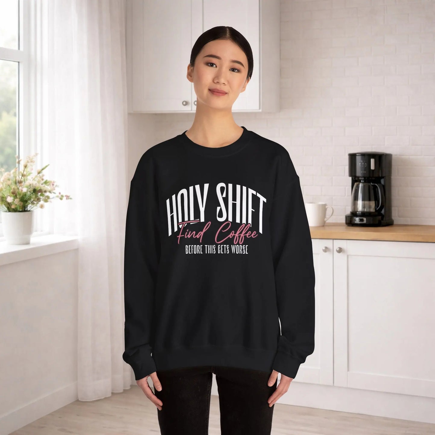 Holy Shift Coffee Sweatshirt Printify