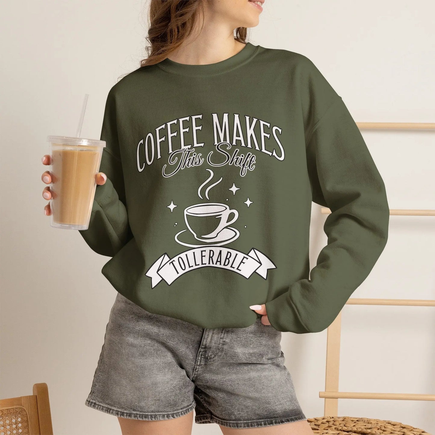 Coffee Makes This Shift Tolerable Sweatshirt Printify