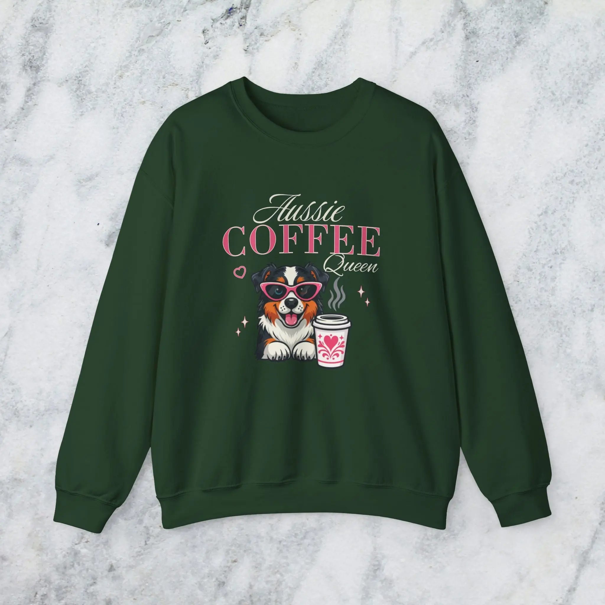 Aussie Coffee Queen Australian Shepherd Sweatshirt Printify