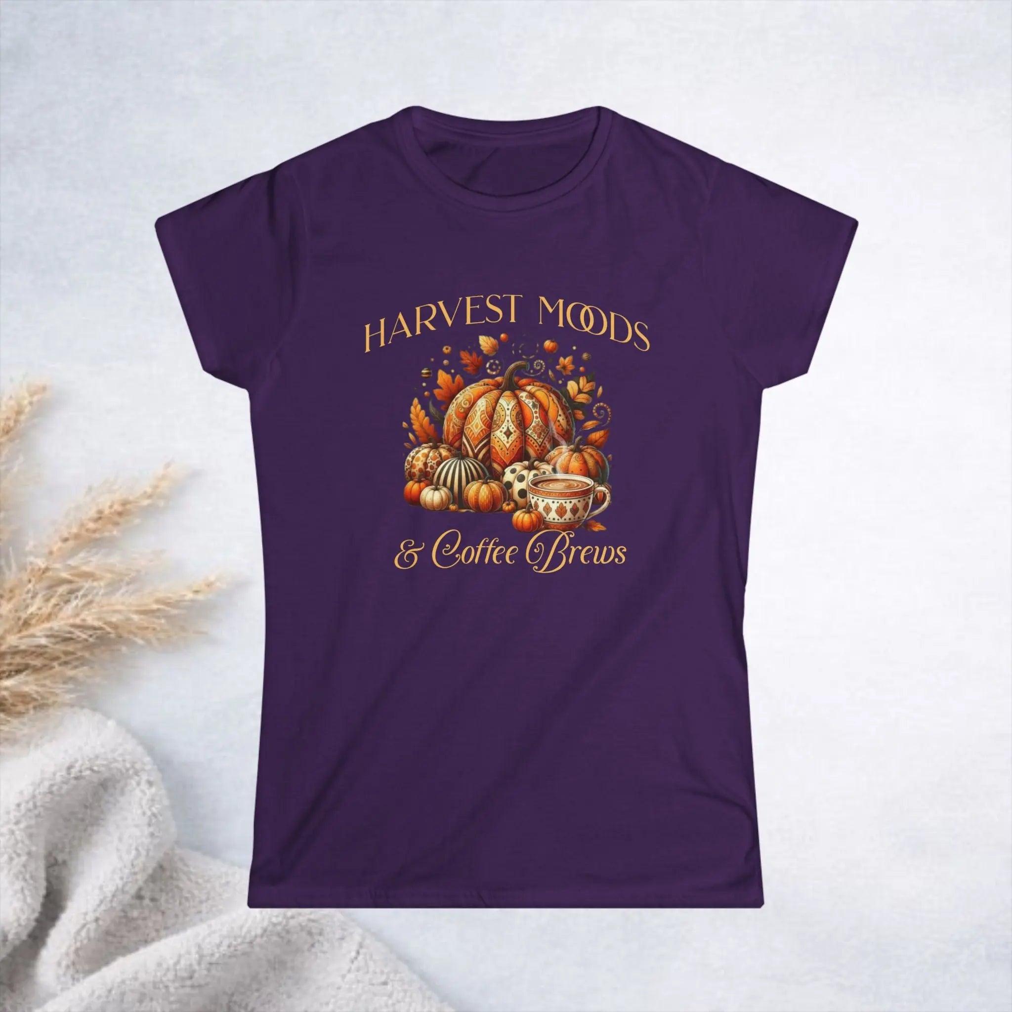 Harvest Moods Tee — Autumn Pumpkin Cozy Graphic Women's Shirt - Boldly Bitter Company