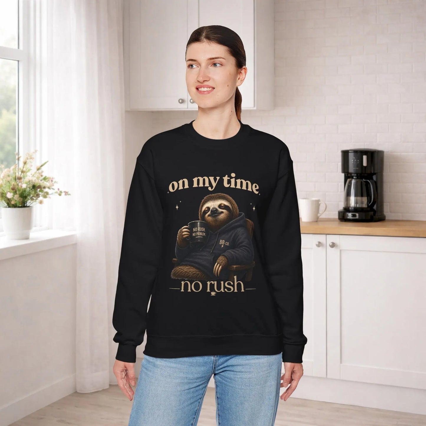 On My Time Sloth Sweatshirt Printify