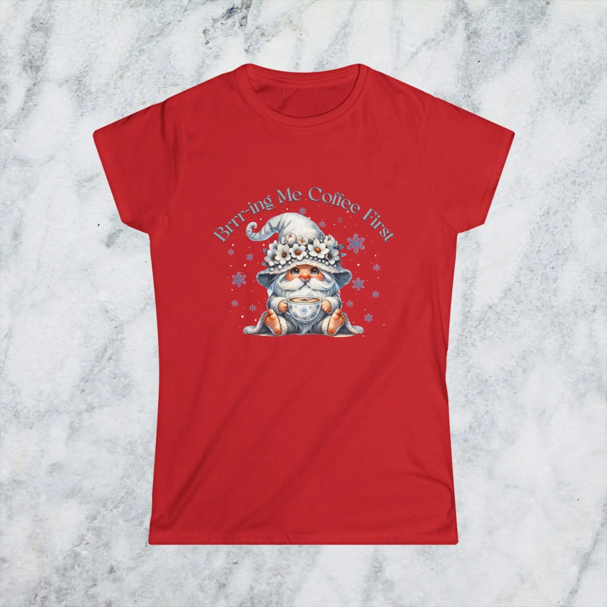 Brr-ing Me Coffee T-Shirt - Cute Gnome Winter Design Printify